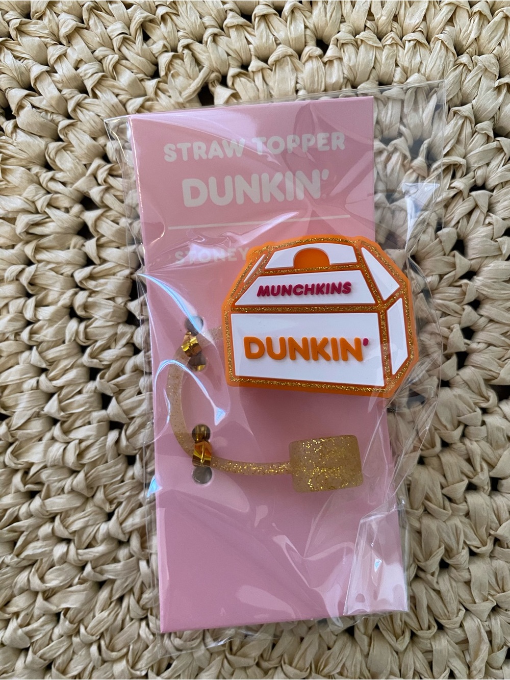 Dunkin' x Stoney Clover Munchkins Box Straw Topper - Pink & Orange